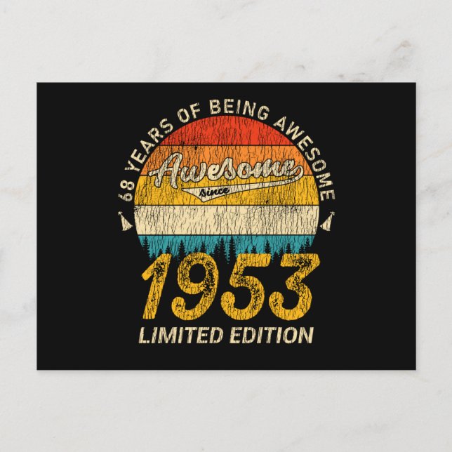 72 År Gammal 1953 Retro Awesome 72-årspresent Vykort (Framsida)