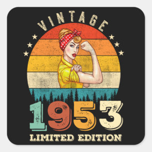 72-årig dag 1953 Vintage 72:a födelsedagen Kvinnor Fyrkantigt Klistermärke