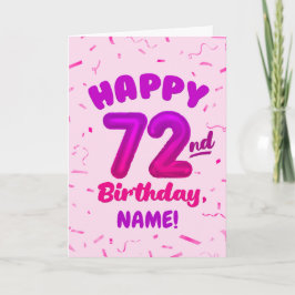 72-årsdag, Ballongnummer, Anpassningsbart Namn Kort