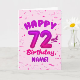 72-årsdag, Ballongnummer, Anpassningsbart Namn Kort