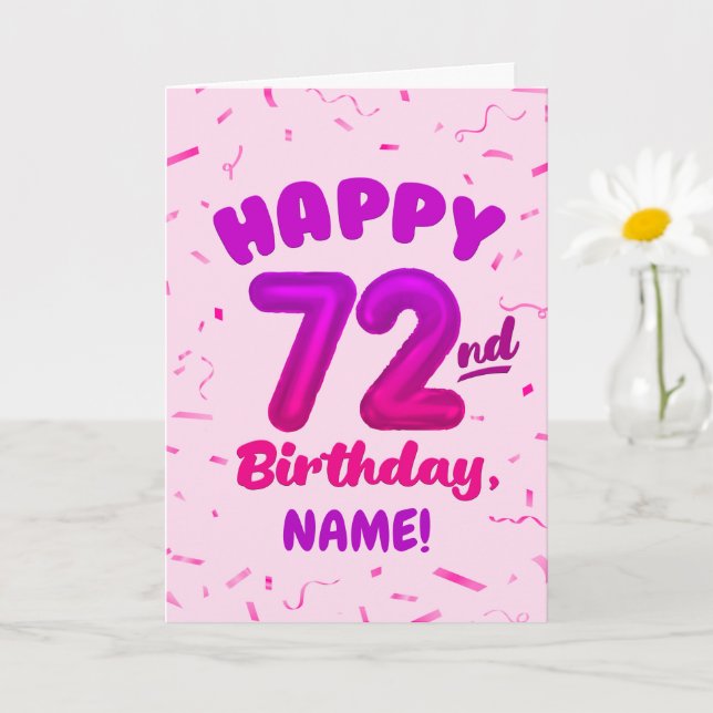 72-årsdag, Ballongnummer, Anpassningsbart Namn Kort (Liten växt)