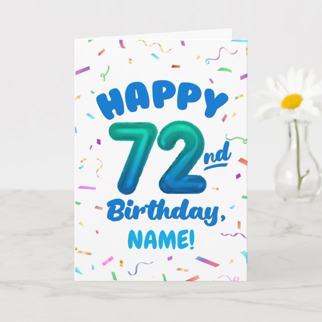 72-årsdag, Ballongnummer, Anpassningsbart Namn Kort (Liten växt)