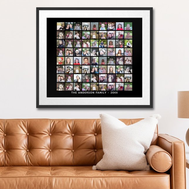 72 Fyrkantstödraster för foto med text - svart Poster (Personalized Photo Poster)