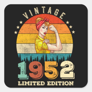 73 Ålderdag 1952 Vintage 73:e födelsedagen Kvinnor Fyrkantigt Klistermärke
