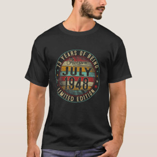 73 ÅRS Ålder Vintage juli 1948 Begränsad utgåva 73 T Shirt