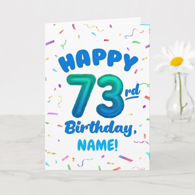 73-årsdag, Ballongnummer, Anpassningsbart Namn Kort (Liten växt)