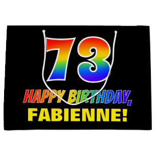 73:e födelsedag: fetstil, Roligt, enkel, regnbåge 