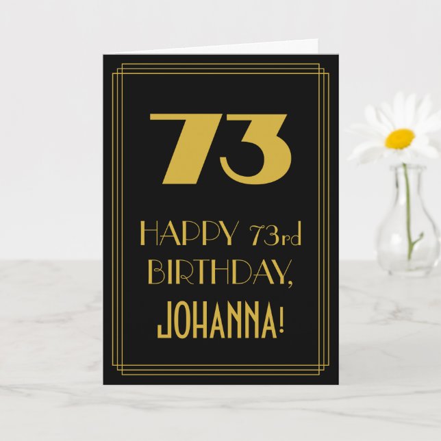 73:e födelsedagen - Art Deco Inspired Titta "73" o Kort (Liten växt)