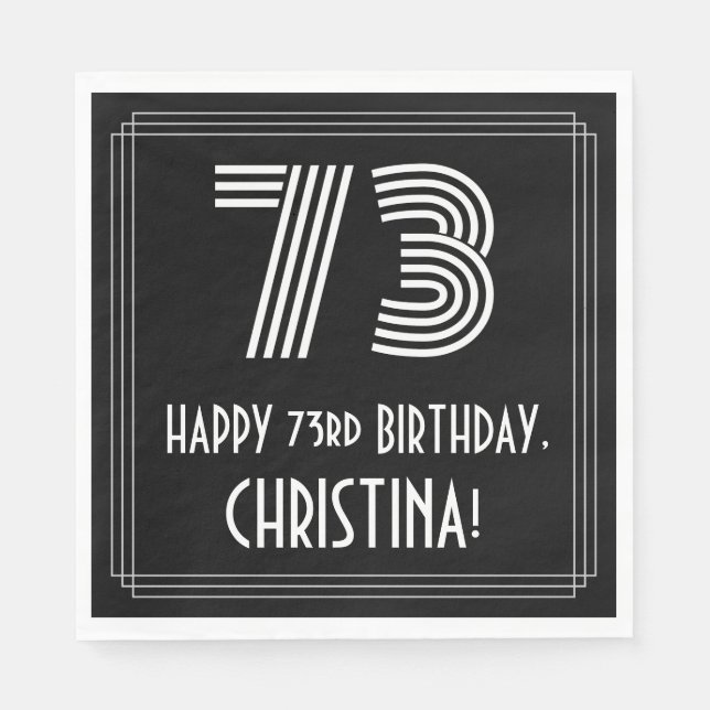 73:e födelsedagen: Art Deco Inspired Titta "73" +  Pappersservett (Framsidan)