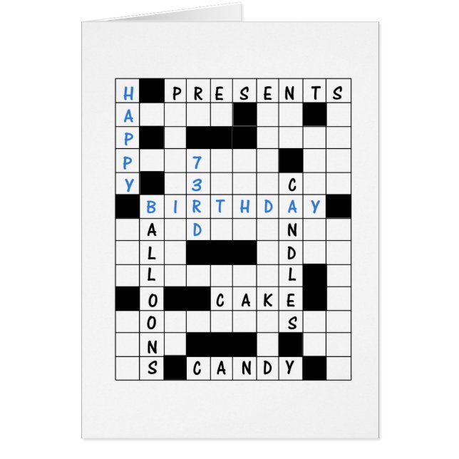 73:e födelsedagen, Crossword Puzzle Hälsningskort (Framsidan)