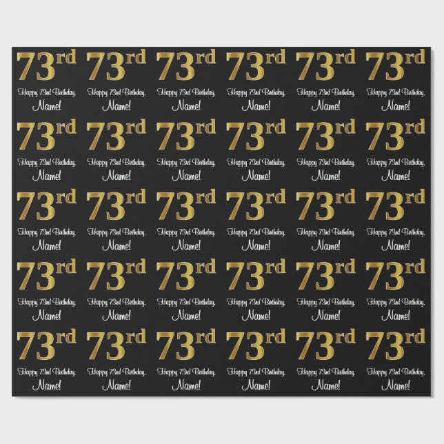 73:e födelsedagen: Elegant Luxurious Faux Guld Tit Presentpapper (Platt)