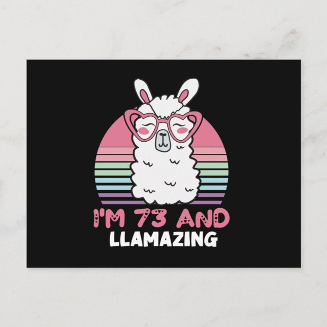 73:e födelsedagen Llama 73:e födelsedagen Vykort (Framsida)