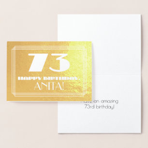 73:e födelsedagen: Namn + Art Deco Inspired (73) Folierat Kort