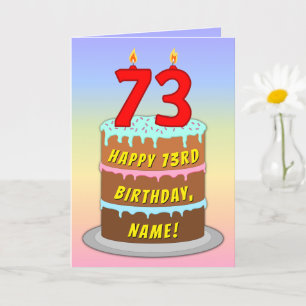 73:e födelsedagen - Roligt Cake & Candles, med ege Kort