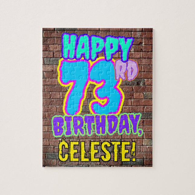 73:e födelsedagen ~ Roligt, Urban Graffiti Inspire Pussel (Vertikal)
