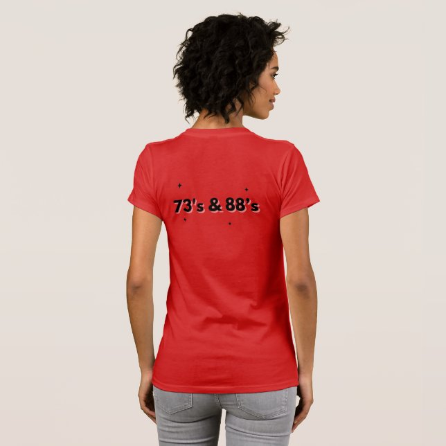 73:s och 88:s ham-radio t shirt (Hel baksida)