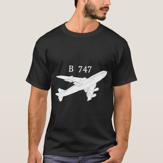 747 Flygplan Shirt Hand plockade Graphic TShirt Fl T Shirt (Framsida)