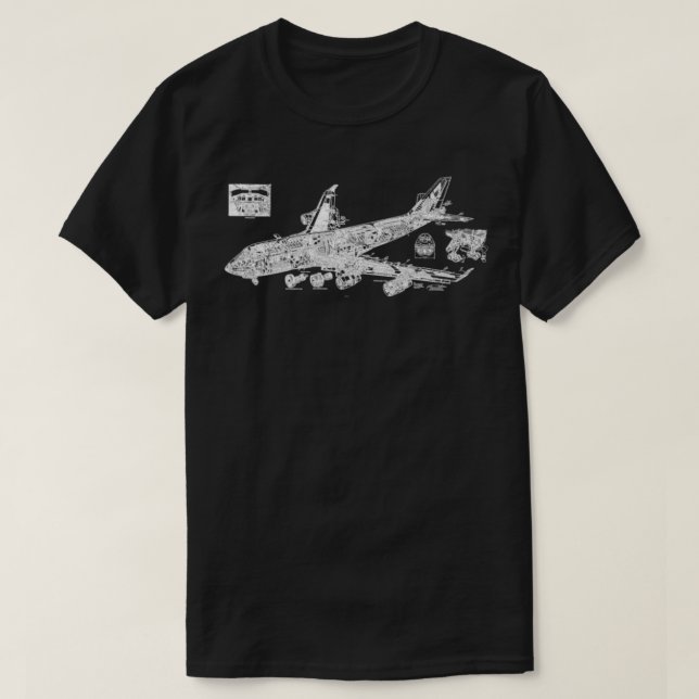 747 Jet Aircraft Jumbo Queen Of The Skies Blueprin T Shirt (Design framsida)