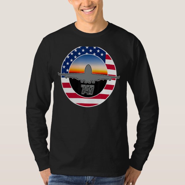 747 Jumbo Jet Aviation Flygplan Spotting T Shirt (Framsida)
