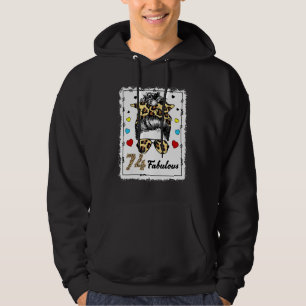 74 år gammal Fabulous Messy Bun Leopard 1948 Birth Hoodie