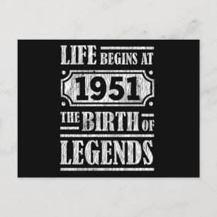 74 Årig 1951 Födelsedag För Legende 74-årsdag Vykort