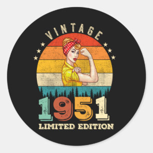 74-årig dag 1951 Vintage 74:e födelsedagen Kvinnor Runt Klistermärke
