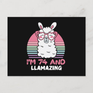 74-års födelsedag Llamazing Lama 74 år gammal föde Vykort