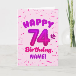74-årsdag, Ballongnummer, Anpassningsbart Namn Kort