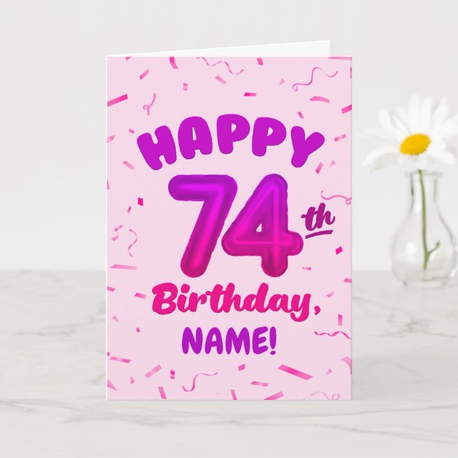 74-årsdag, Ballongnummer, Anpassningsbart Namn Kort (Liten växt)