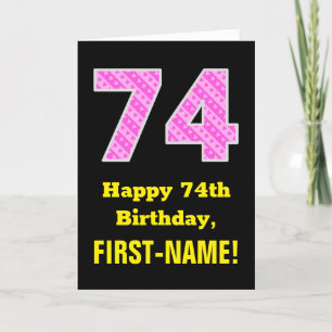 74:e födelsedag: Rosa Rand och örter "74" + Namn Kort