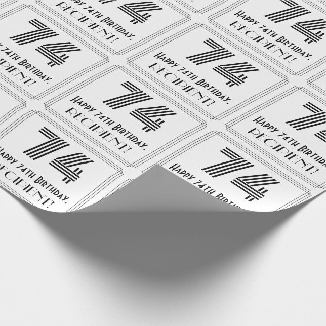 74:e födelsedagen: Art Deco Inspired Stil "74" + N Presentpapper (Hörn)