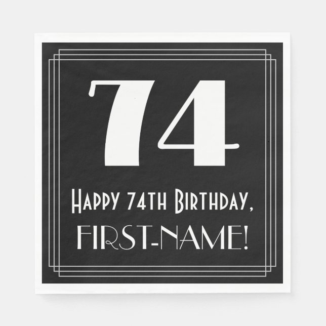 74:e födelsedagen ~ Art Deco Inspired Titta "74",  Pappersservett (Framsidan)