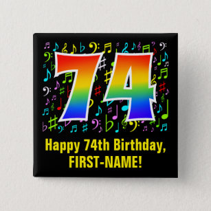74:e födelsedagen: Colorful Music Symbols, Rainbow Knapp