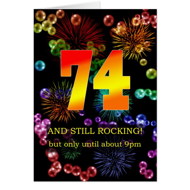 74:e födelsedagen fortfarande i raketläge hälsningskort (Framsidan)