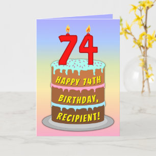 74:e födelsedagen - Roligt Cake & Candles, med ege Kort