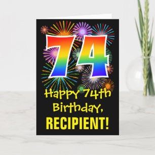 74:e födelsedagen: Roligt Fireworks Mönster + Rain Kort