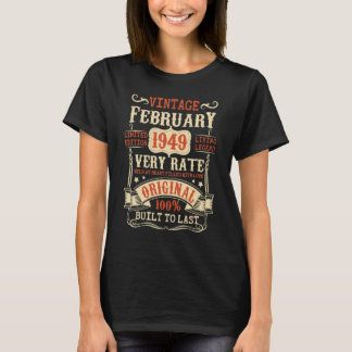 74:e födelsedagen Vintage februari 1949 74 år gamm T Shirt
