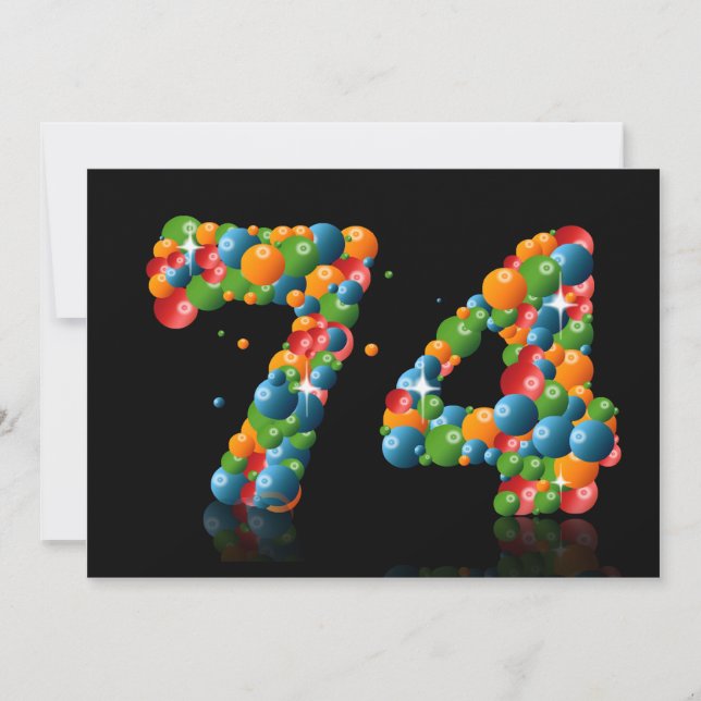 74: e Födelsedagsfesten, med bubblor och bollar Inbjudningar (Framsida)