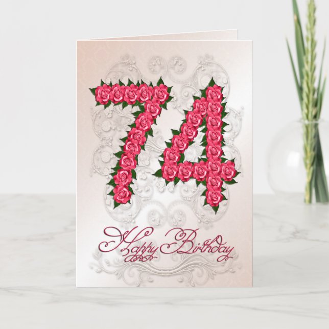 74:e födelsedagskort med ro och löv kort (Framsida)