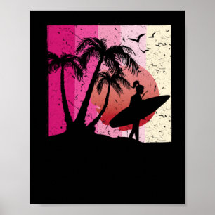74.Surfing Surfer Girl Surfer Girl Surfboard Sunse Poster