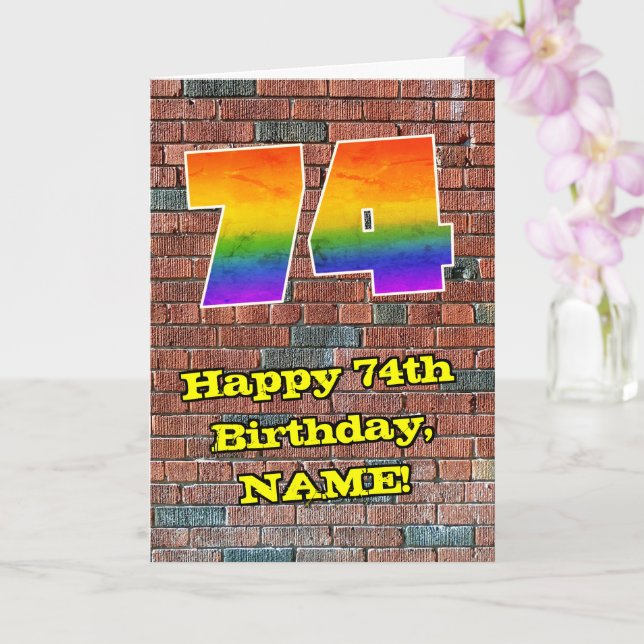 74th Birthday: Fun Graffiti-Inspired Rainbow 74 Kort (Orkide)
