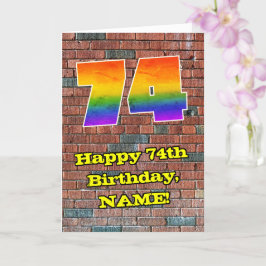 74th Birthday: Fun Graffiti-Inspired Rainbow 74 Kort