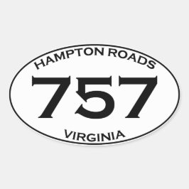 757 Hampton Roads Virginia Oval Sticker Ovalt Klistermärke