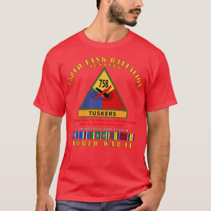 758:e Tanken Battalion Tuskers w SSI Namn Tape WWI T Shirt