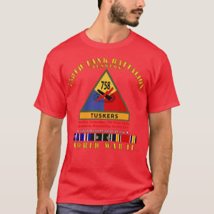 758:e Tanken Battalion Tuskers w SSI Namn Tape WWI T Shirt