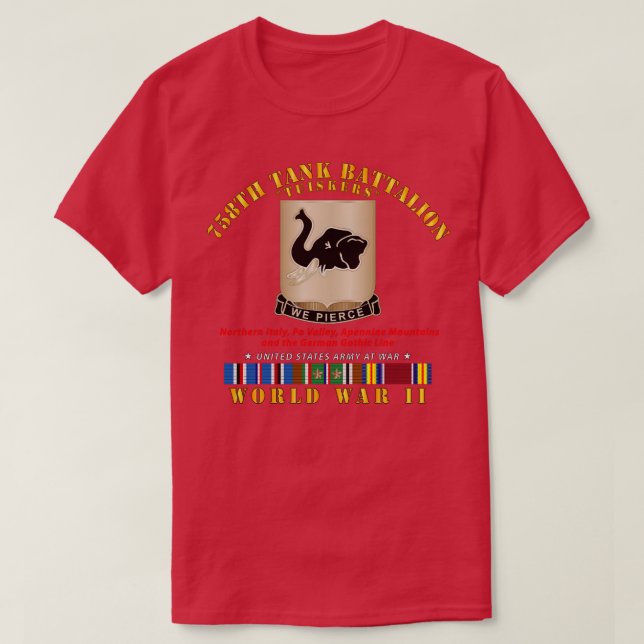 758:e Tanken Battalion Tuskers WWII EU SVC T Shirt (Design framsida)