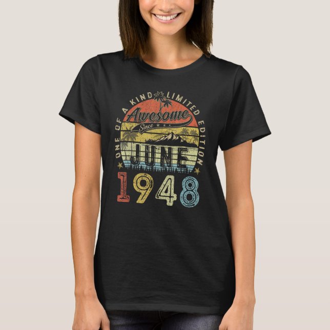 75 år gammal Fantastisk sedan juni 1948 75:e T Shirt (Framsida)