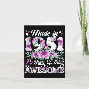 75 år gammal tillverkad 1951 blommig 75-årsdag kvi kort