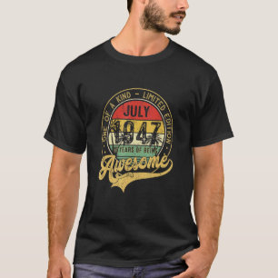75-årig Vintage juli 1947 75:e födelsedag T Shirt