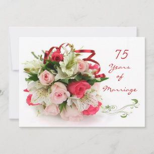 75-års bröllopsdag. Rosor och liljor Inbjudningar